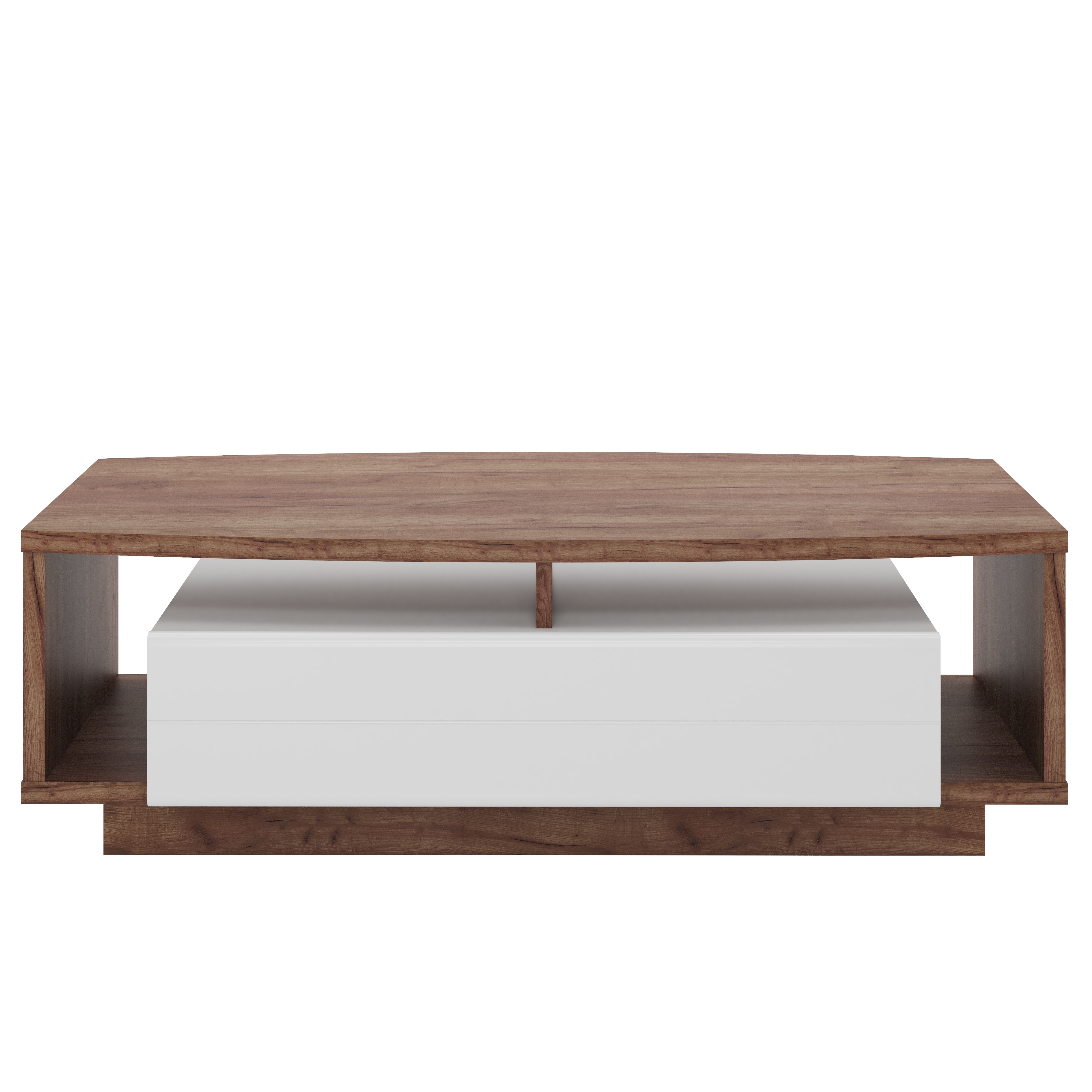 Masuta cafea cu 1 sertar alb lucios/stejar salbatic Dune